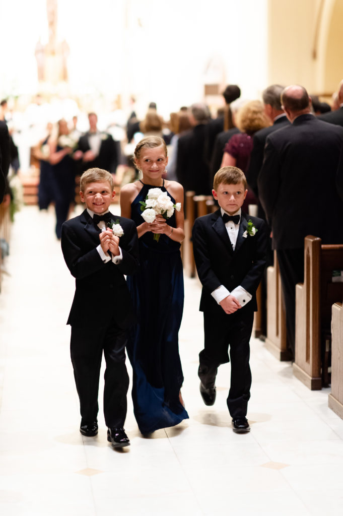 Joanna’s nephews and niece enjoy being junior groomsmen and bridesmaid — Ryan Watson Dupree, Emory Austin Dupree, and Boland Smith Dupree.