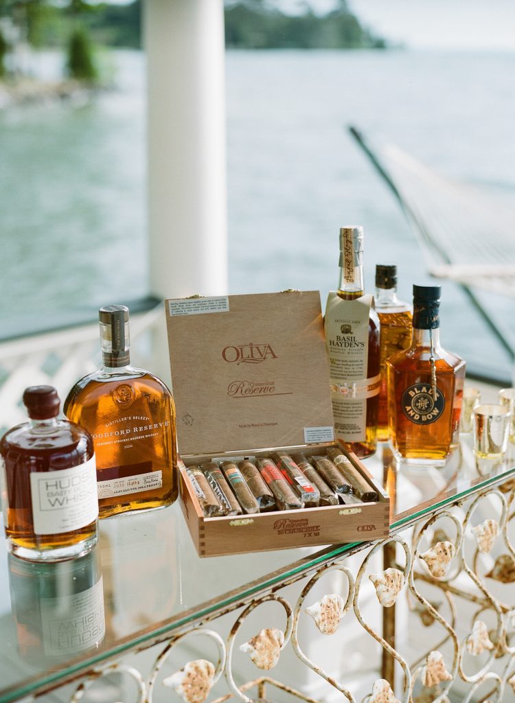Guests are treated to a bourbon and cigar bar on the dock’s gazebo. 
