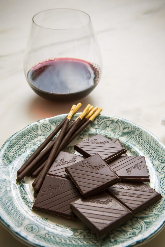  After-dinner chocolate served on antique General Demain plate from France pairs perfectly with your favorite cabernet. 