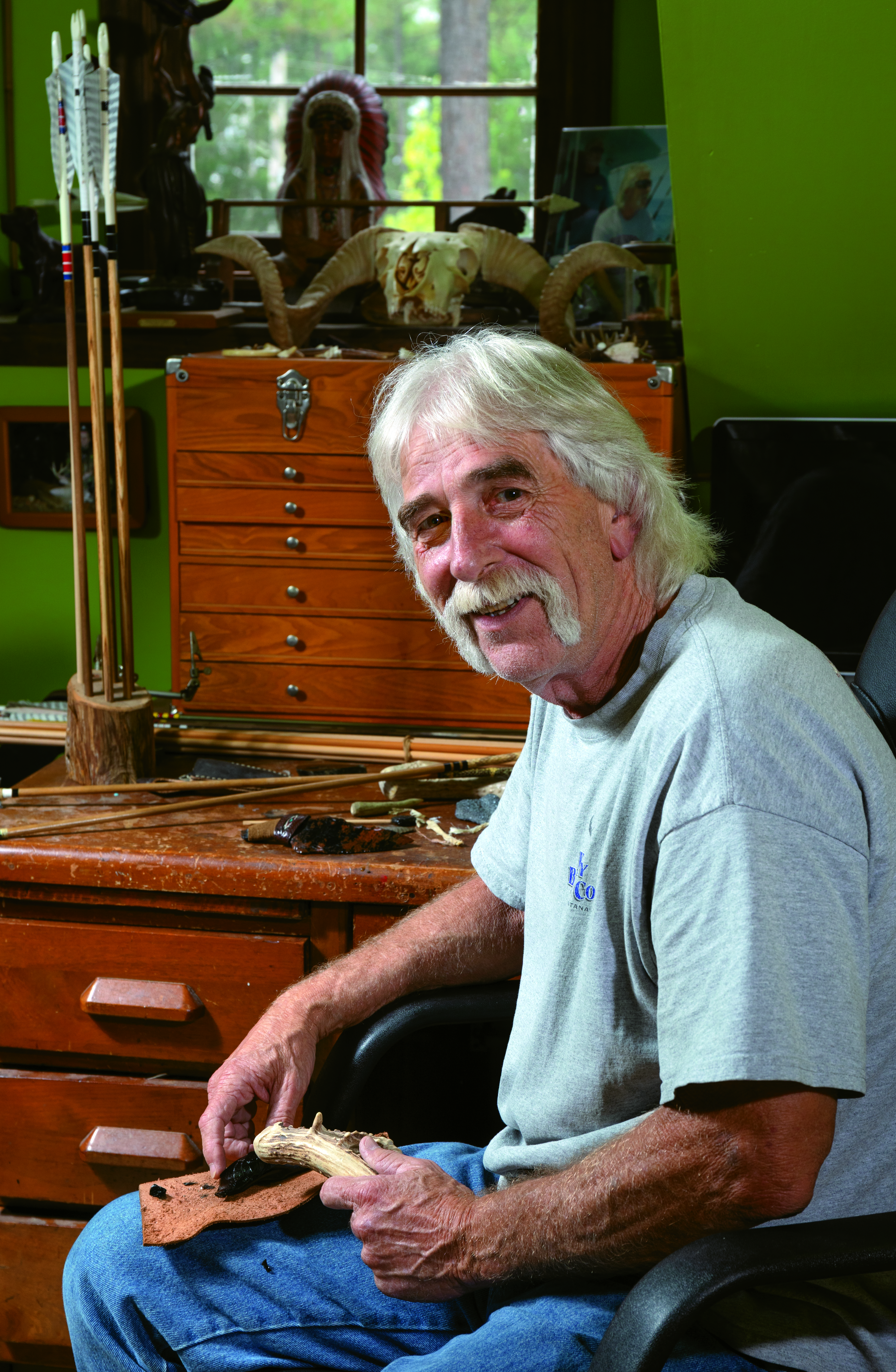 Marty Daughtry has been harvesting game with his own arrows and arrowheads for 20 years.
