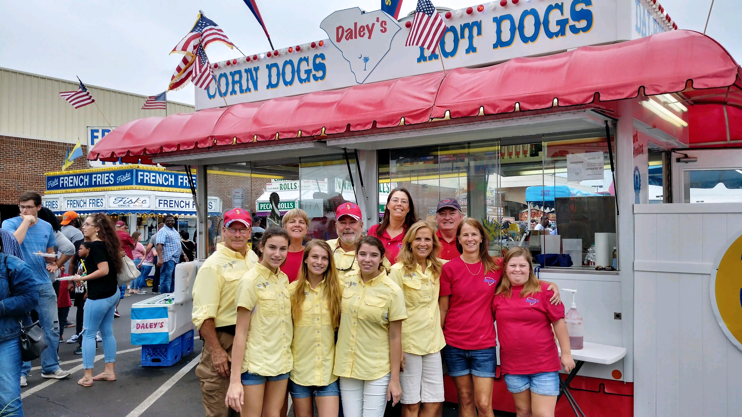 One of the top revenue producers at the State Fair, Daley’s Concessions is a third generation family business that has served the fair since 1962. The Daley family has offered, in addition to award-winning homemade hand dipped corn dogs, a Daley Double corn dog and a pickled corn dog.
