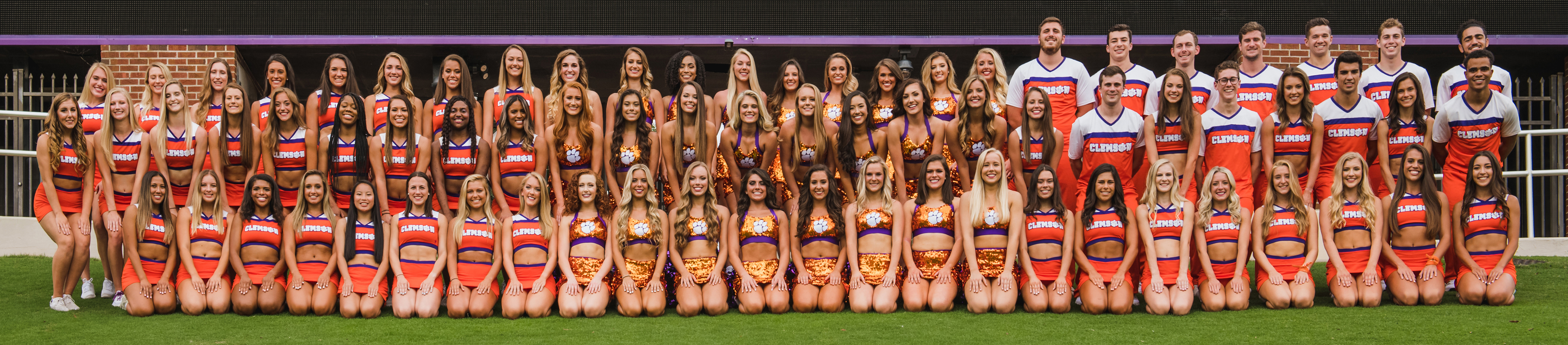 The 2019-2020 Clemson Cheerleaders and Rally Cats.

