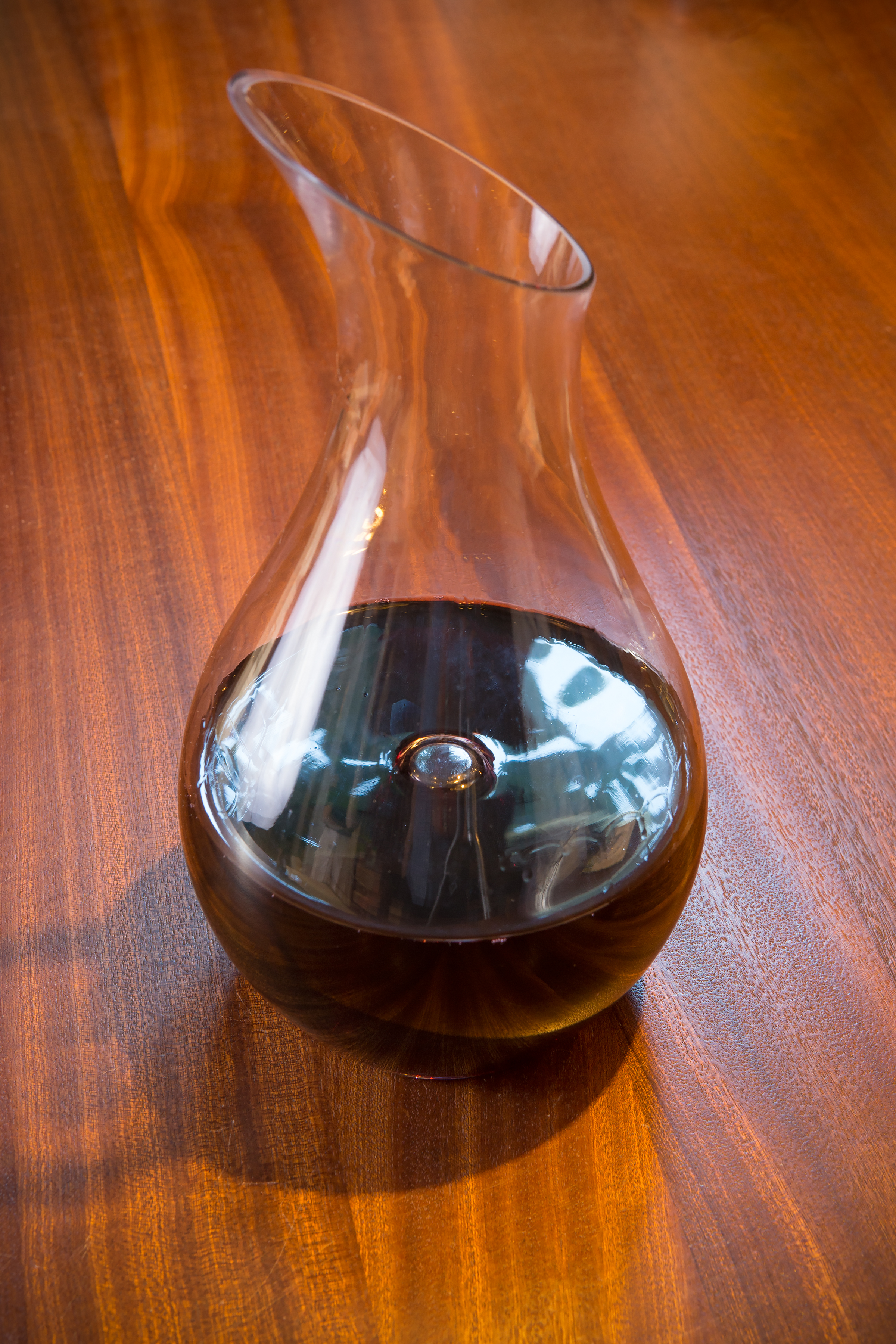 A decanter is used to aerate wine or to separate the wine from bottle sediment that can accumulate over years of storage — and it can also show the vibrant colors and light reflected through the wine. This decanter contains the wonderfully unique Cabernet Franc from Oregon’s premier Loire producer, Leah Jorgensen.
