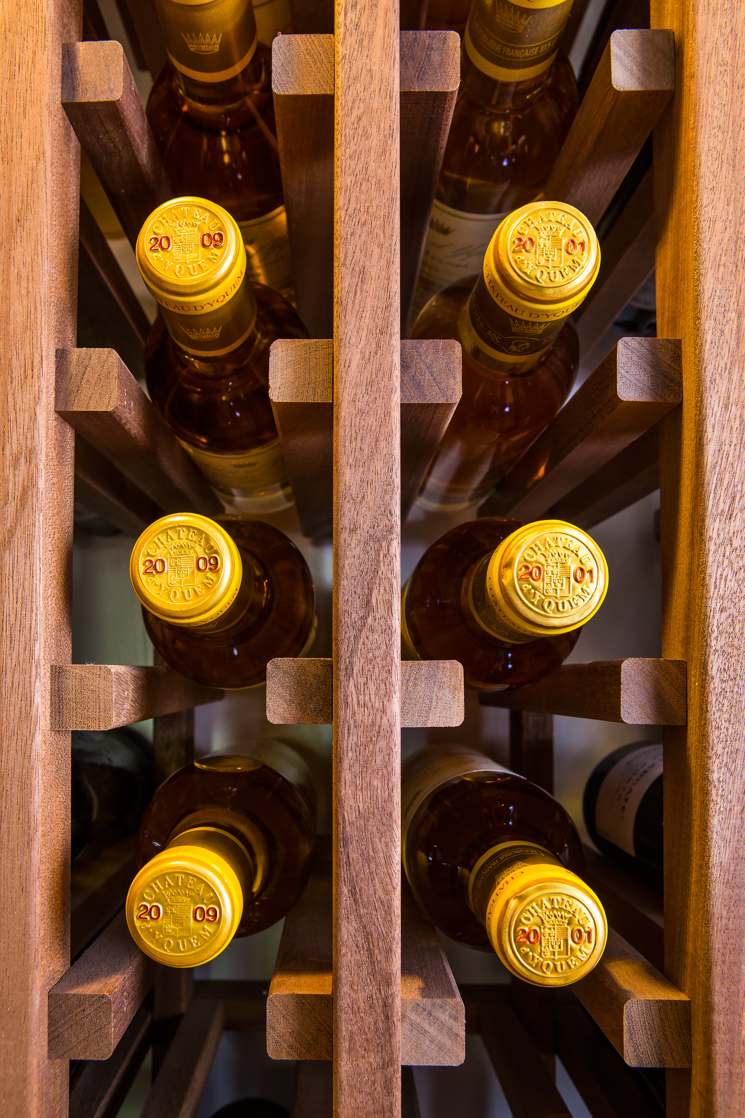 The wine in these golden bottles from the famed Chateau d’Yquem in Sauternes, France, has been described as nectar for the gods and is made with sweetness and freshness from Botrytis cinerea, or “noble rot,” which is allowed to grow on the grapes before harvesting. Thomas Jefferson was known to have purchased cases of this wine, which can last for 100 years.