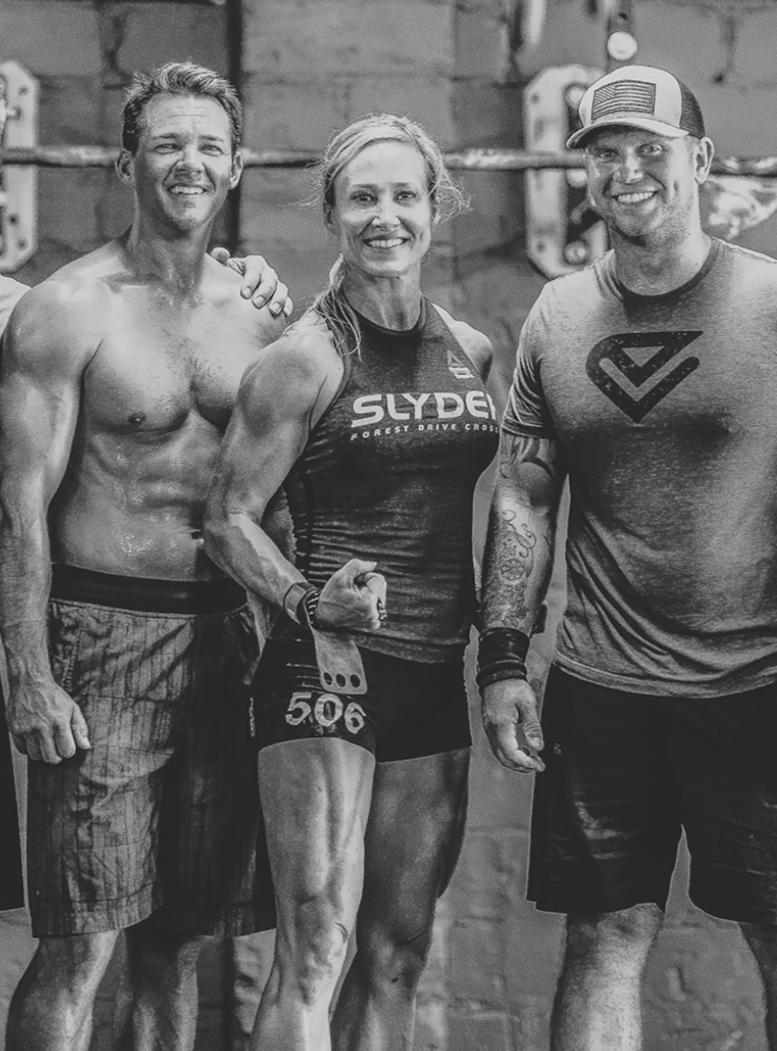 Jana is flanked by longtime friends and training partners Scott Fitzgerald and Corey Levi. Corey is also one of Jana’s CrossFit coaches.