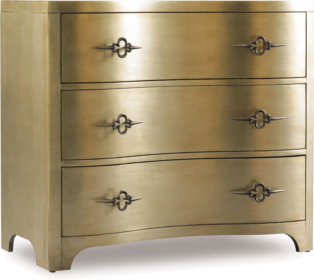 Sanctuary Three Drawer Shaped Front Gold Chest