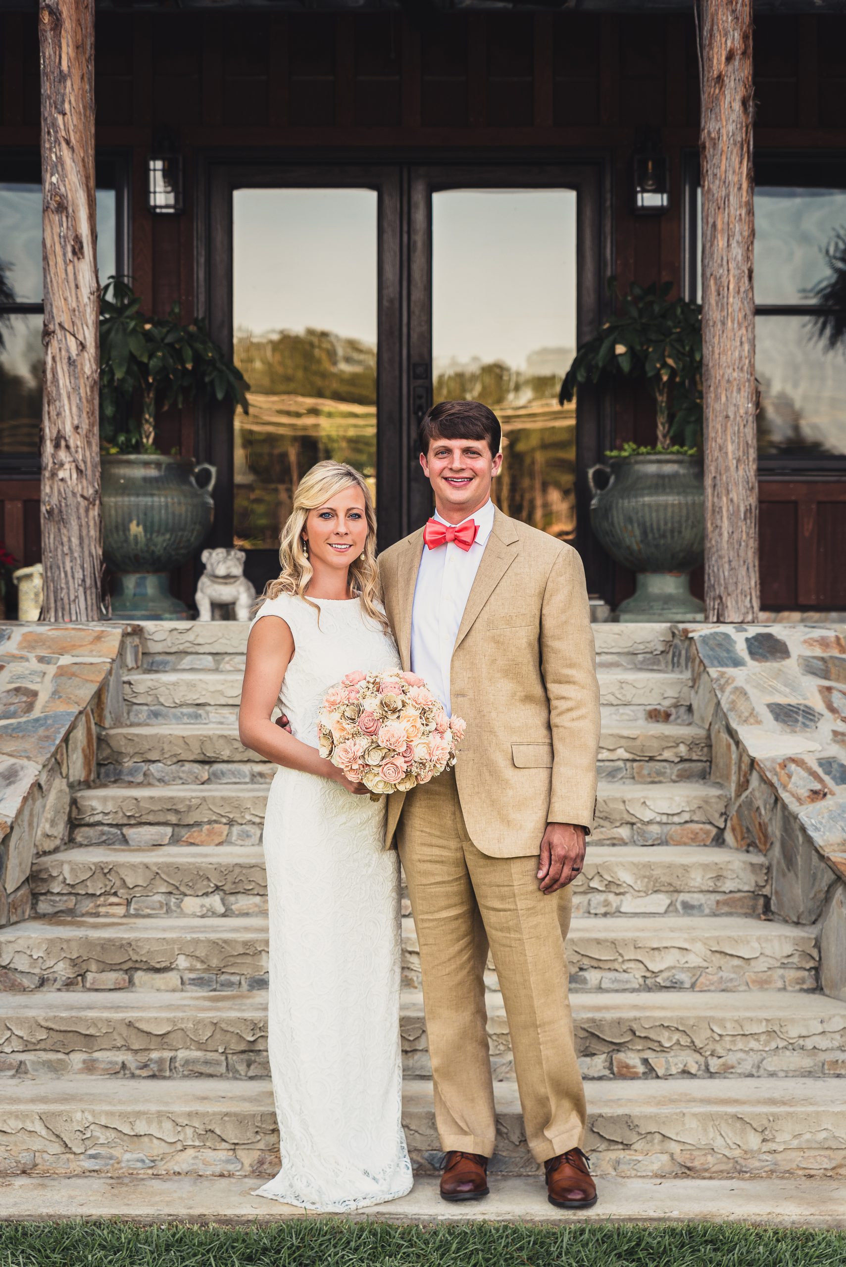 Casey Colbert and Ambrose “Bosie” Morris wed on April 4 at Grooms Cabin in rural Evans County, Georgia. The ceremony was officiated by Bosie’s lifelong friend and Columbia native Lucius Bullock. Photography by Evan Price Photography 