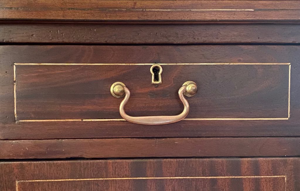 Decorative brass knobs, drawer handles, and hinges, influenced by King Charles II, long ago replaced traditional wooden knobs and iron rings on furniture, adding a touch of gilt without the golden price tag. When neglected, these brass treasures turn dark and can go unnoticed. 