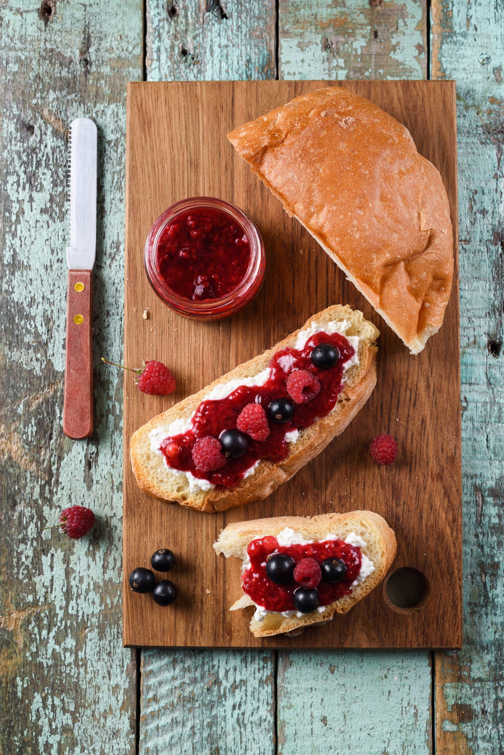 The open-face Raspberry-Blueberry Bruschetta sandwich is perfect as a breakfast treat, a snack, or for dessert.