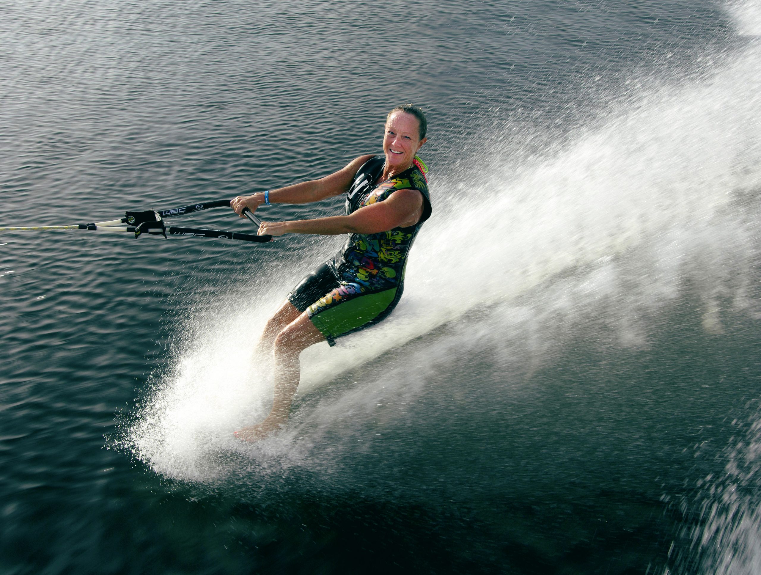 Mindy Acree started water skiing later in life and did not get serious about it until she was in her 50s. Photography by Lynn Novakofski