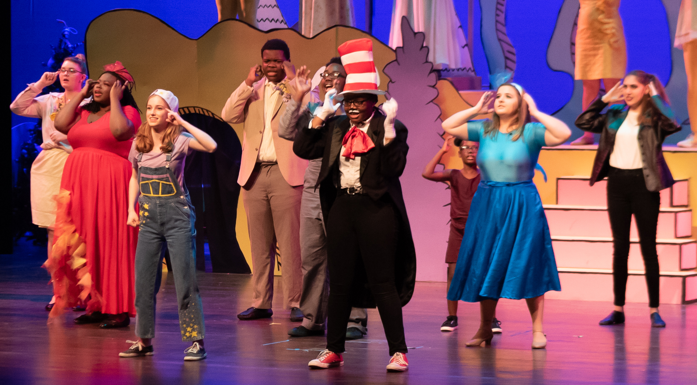 Dreher High School theater class’s production of Seussical included cast members Camryn Dildine, Sydney Largent, ZuZu Maltarich, Willie Allen, Demarcus Williams, Je’Taime Goldwire, Angel Cantlow, Ellie Thomson, and Arden Riley.