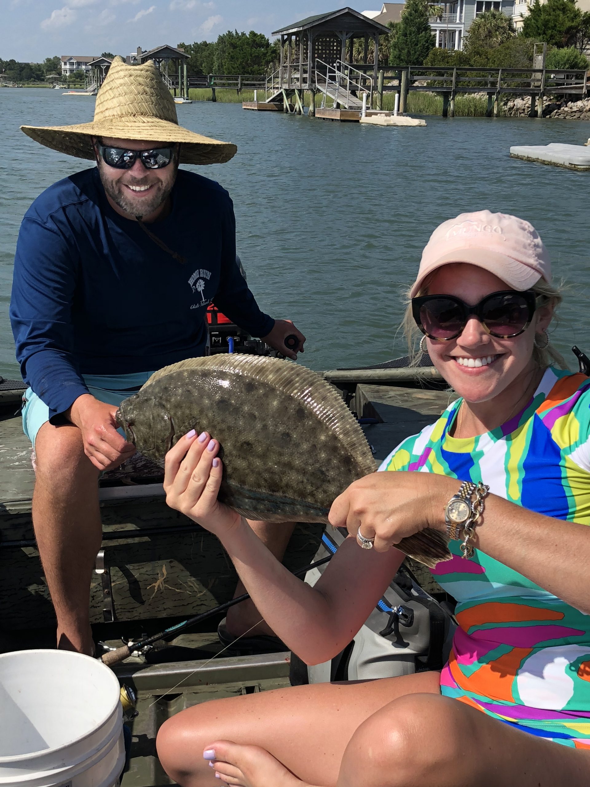 The best season for flounder fishing off the coast of South Carolina is from April to November. Matt Mungo says fishing for flounder takes a skilled hand, one that can recognize the subtle bite and the slight pull of the fish. Matt’s wife, Mary Grace, must have the knack to have pulled in this nice flounder! 