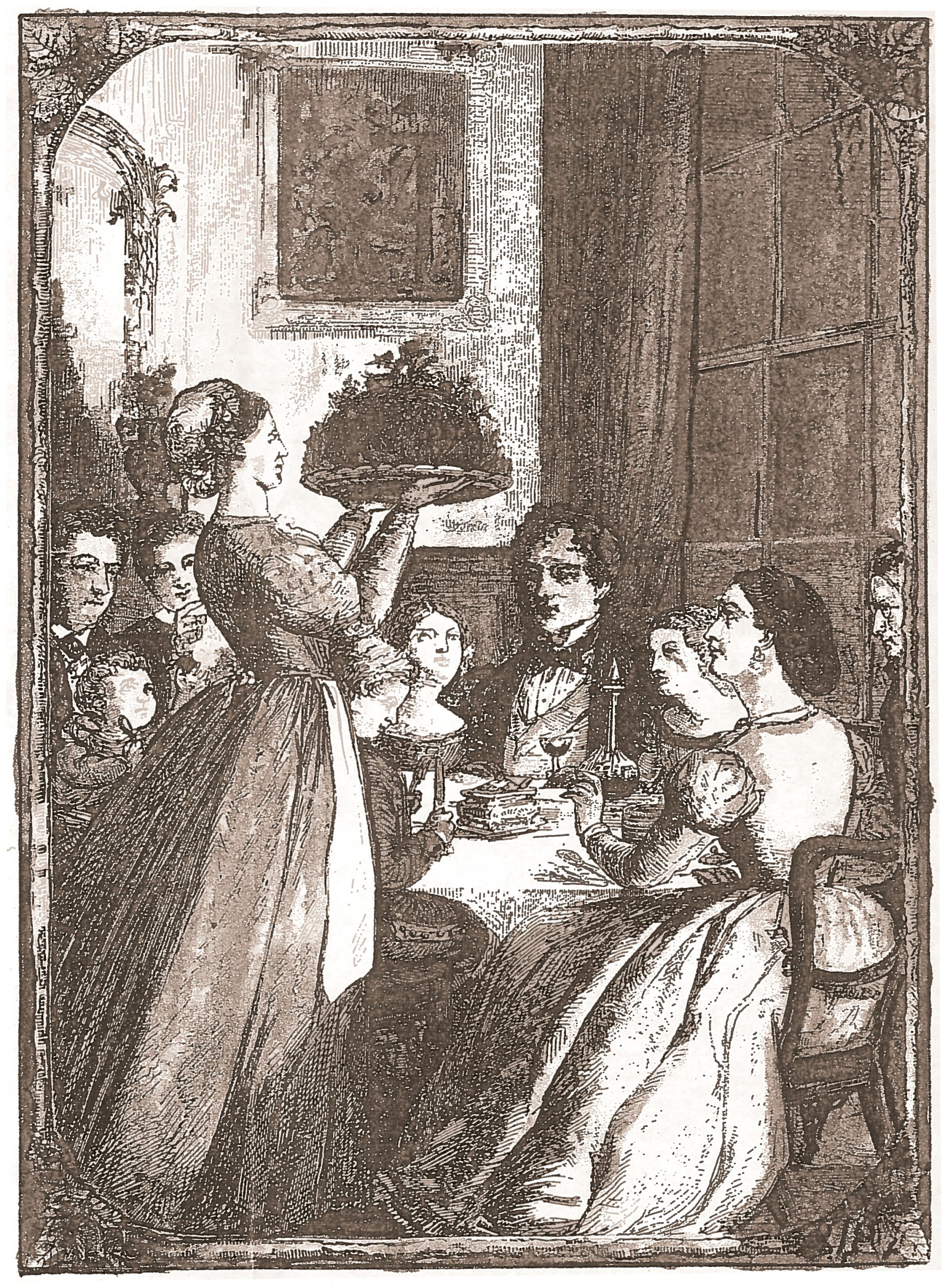 This 19th century engraving depicts Governor Allston’s Christmas dinner with his family, which was always accompanied by the very best Madeira. From the collection of the author.