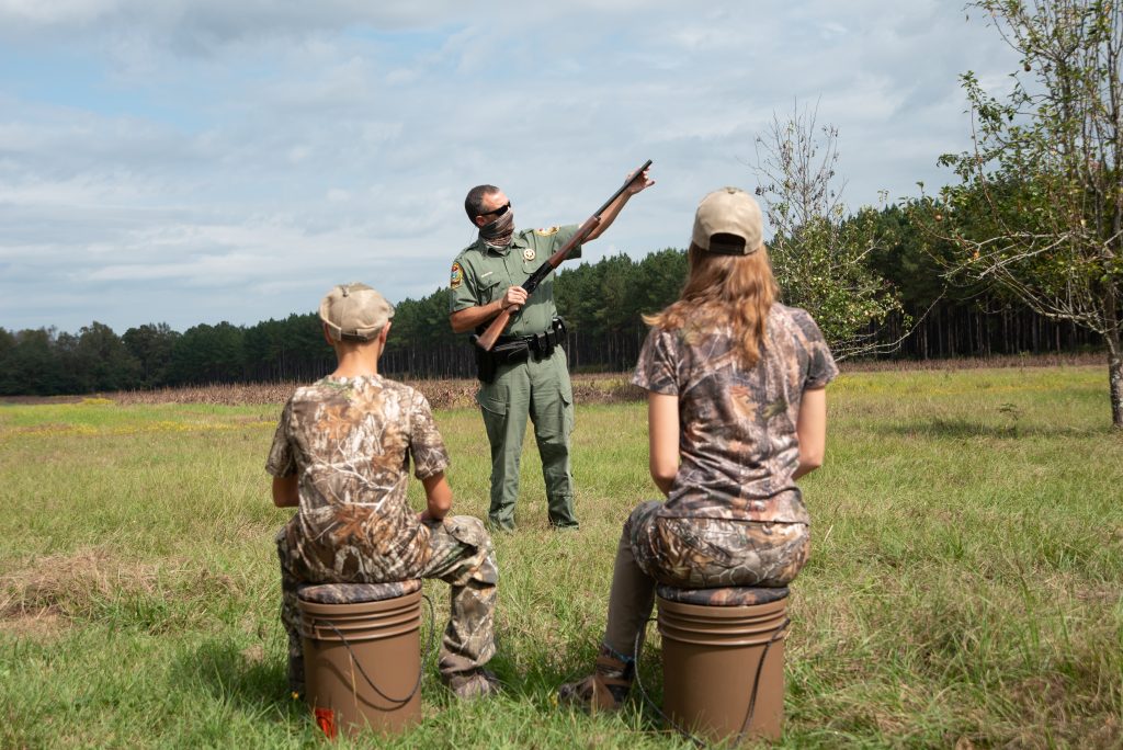 SCDNR Law Enforcement Officer FSgt Ken Cope oversees the TOMO program for South Carolina and enjoys mentoring eager young hunters, like siblings Alexis and Adam Zamolsky. Gun safety, shooting skill, and respect for wildlife are among the many things he teaches about being a responsible outdoorsman. 