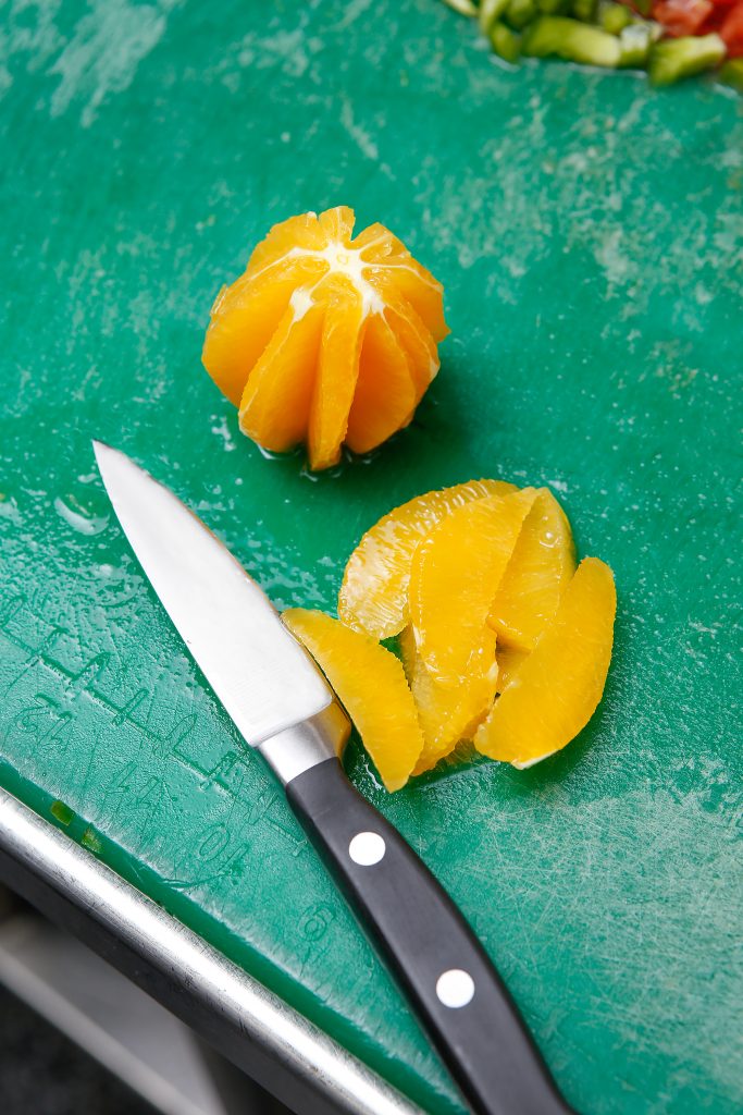 For a home cook, the second most important knife is probably the paring knife. With a 3-inch blade, it is good for peeling produce, slicing, or “segmenting” an orange.