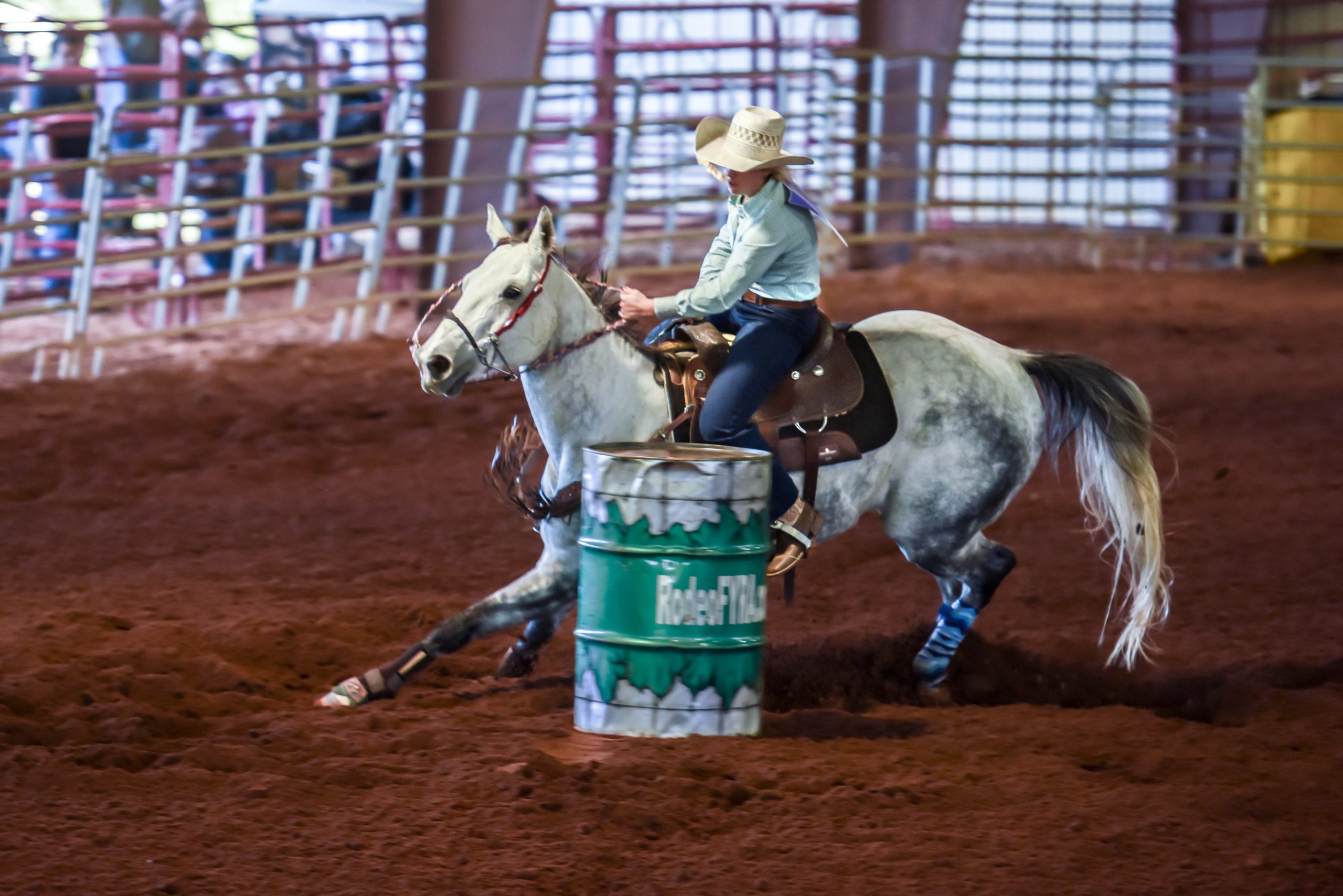 Kathryne Marion Copeland in 2019 at Double J Arena in Pendleton, South Carolina, where she won the first and second round along with the average for the weekend and the year-end title. Kathryne is riding her American quarter horse, Nick. 
