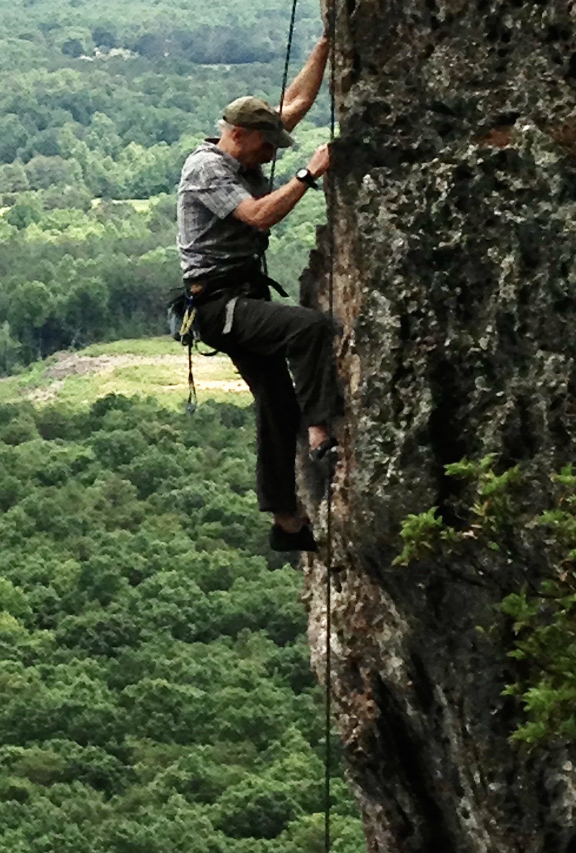 Local lawyer Jan Strifling has been rock climbing in such locales as Crowders Mountain, North Carolina for 36 years and has taught rock climbing in the physical education department at the University of South Carolina. He explains that climbers commonly use eight different knots during a climb. 