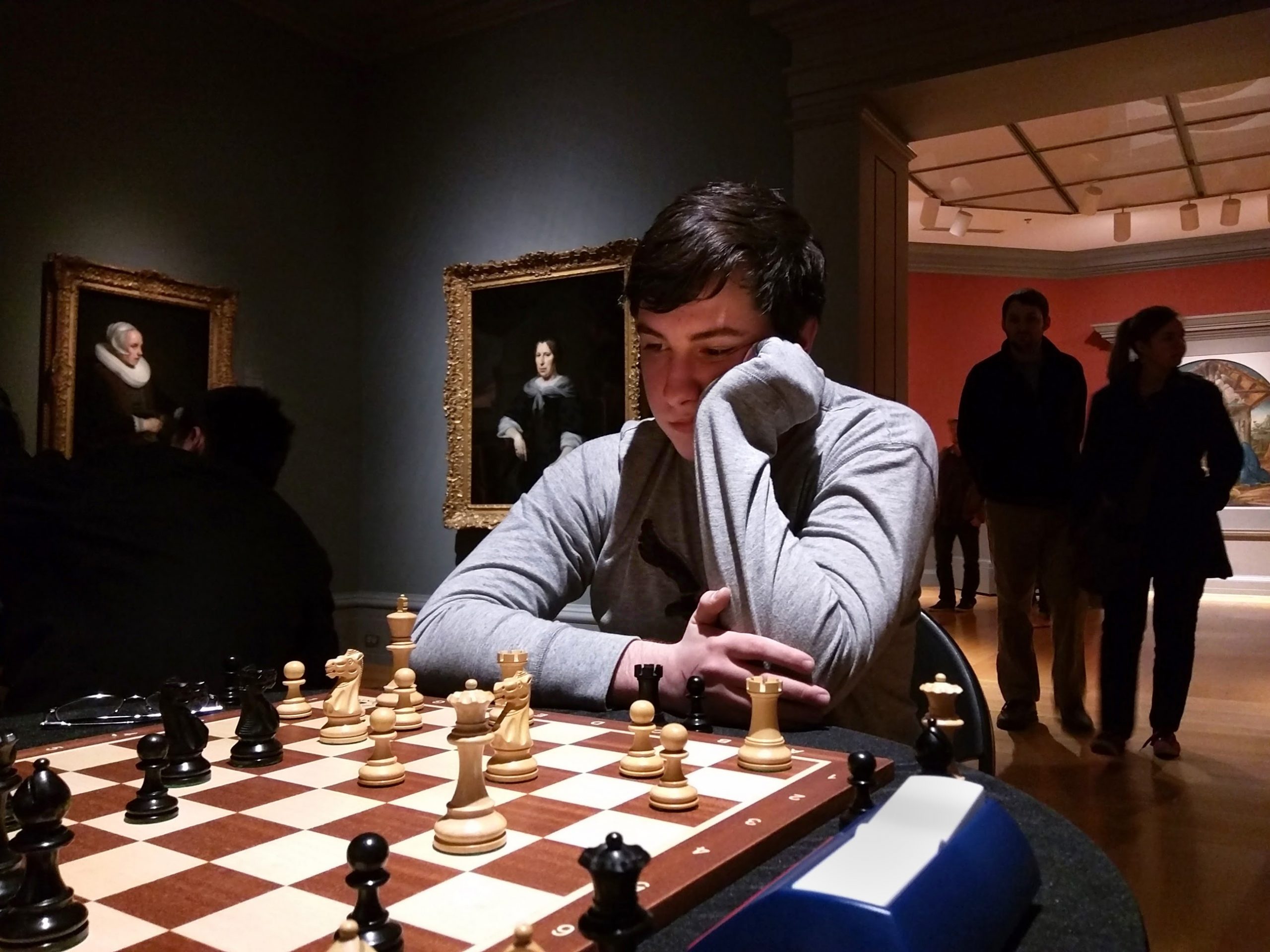 Chess competition, like the game itself, began long ago. The first official world championship took place in 1886 in the United States. Only .3 percent of the chess players in the world are grandmasters. Ian Bell in play at the Columbia Museum of Art. 