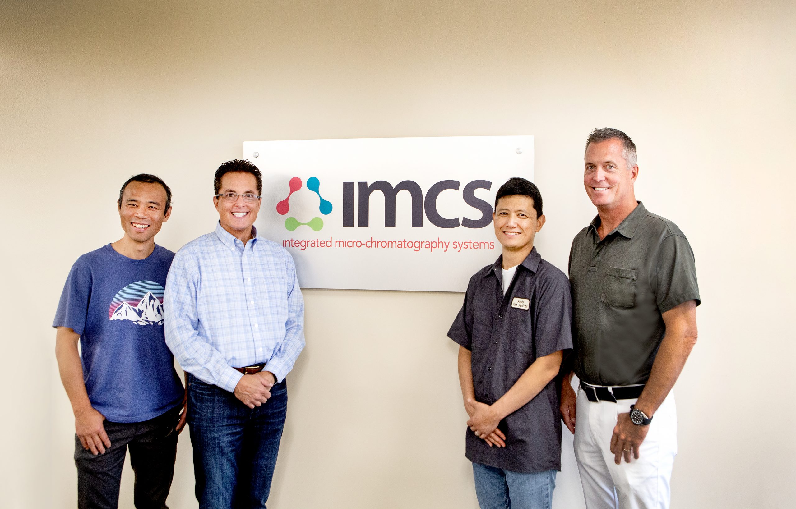 IMCS Board of Directors: Qian Wang, Ph.D., IMCS Co-Founder; Mark Hanna, Chief Revenue Officer; L. Andrew Lee, Ph.D., Chief Scientific Officer, IMCS Co-Founder; Tony Hanna, Board Member.