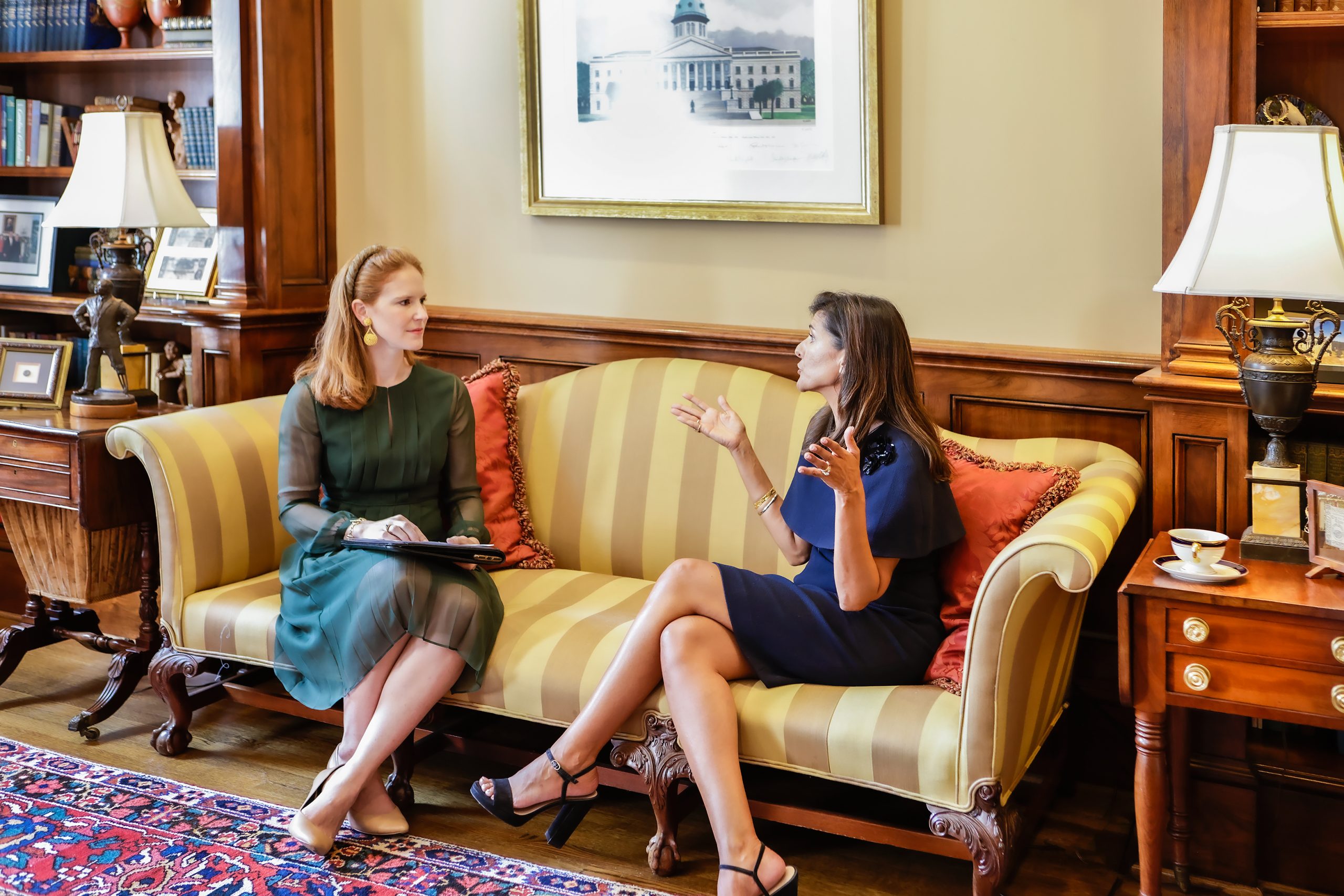 Margaret Clay interviews Nikki Haley in the study of the Governor’s Mansion.
