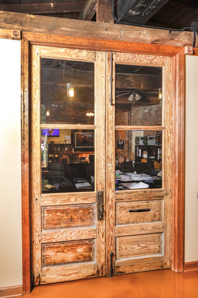 These 100-year-old, 9-foot antique office doors were originally Adluh’s front doors of the main warehouse facing Gervais Street. The building is currently the Old Chicago Pizza + Taproom.