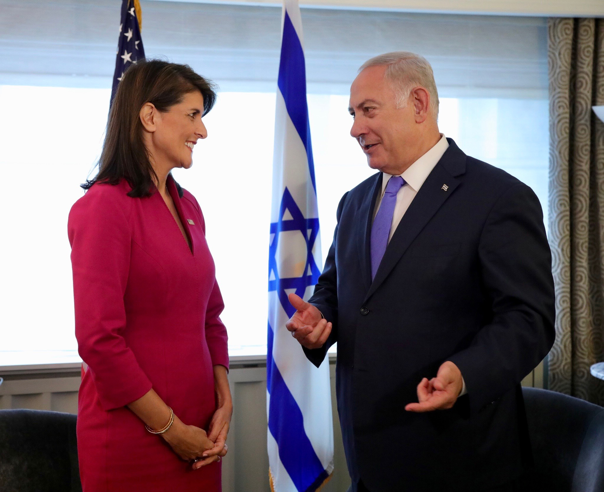 Ambassador Haley meets with Prime Minster Netanyahu to discuss U.S.-Israeli relations during UN High Level Week in New York City, 2018.