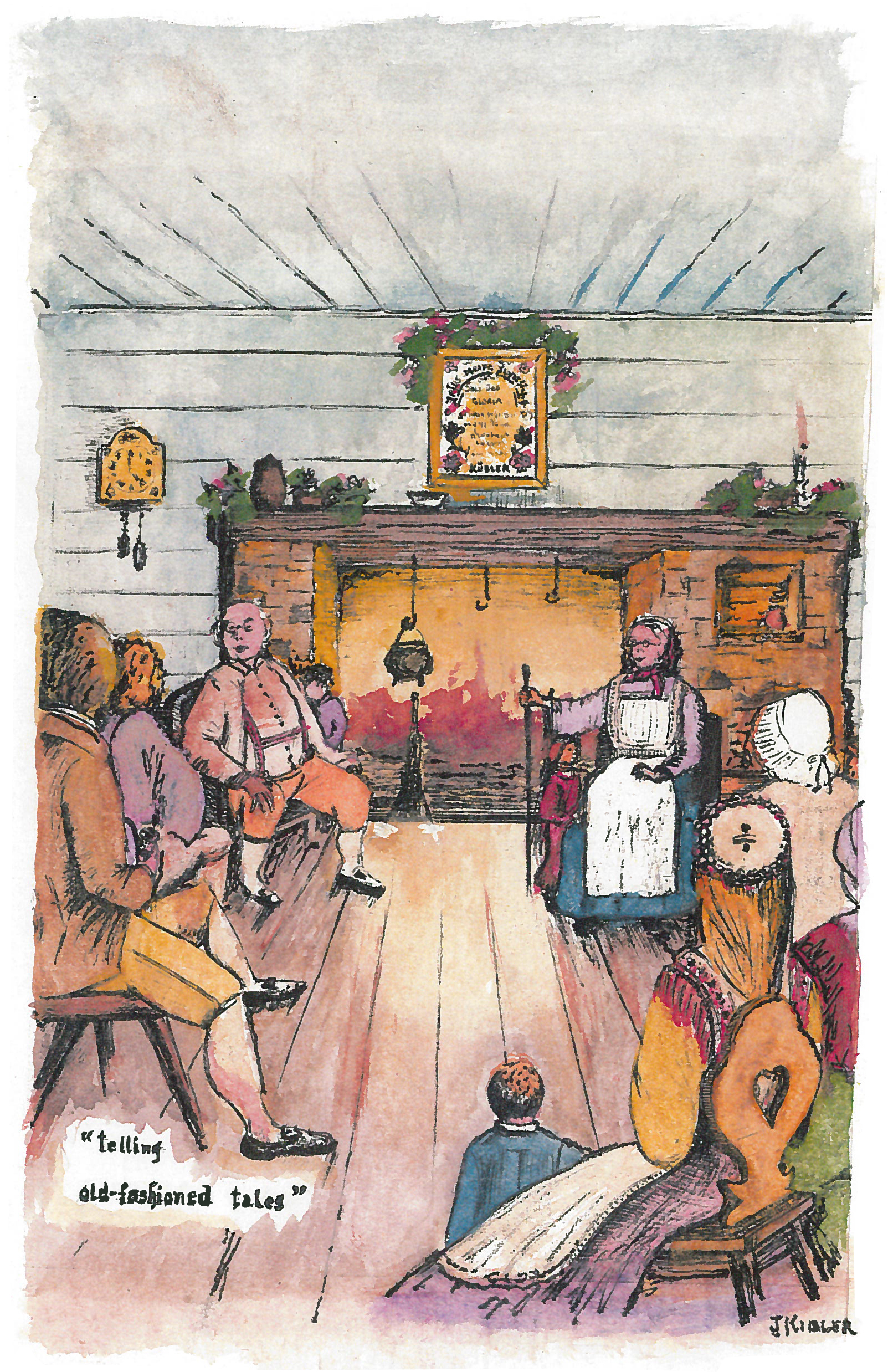 At the Dutch Fork fireside during the 12 days of Christmas. Illustrated by the author for Fireside Tales: Stories of the Old Dutch Fork (1984).
