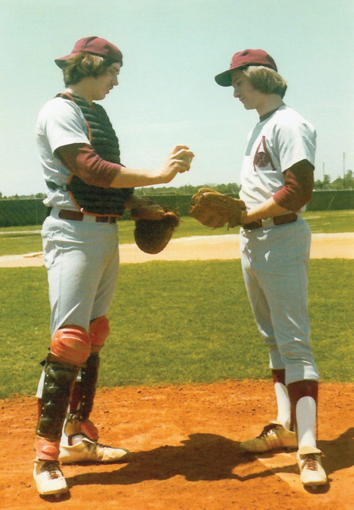  USC-Aiken catcher Whit Chappell and pitcher Leon Lott. 
