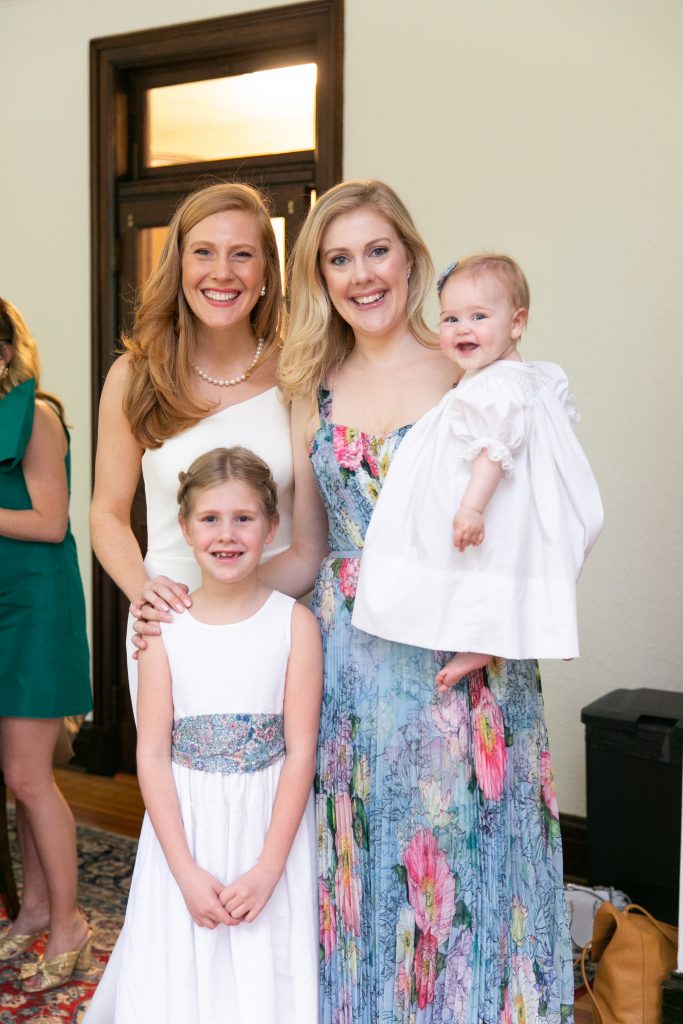Prior the ceremony, Katherine with flower girl, Perry Dyke, and sister and matron-of-honor, Mary Caroline Bubnovich, holding her daughter, Mary Mitchell Bubnovich.  