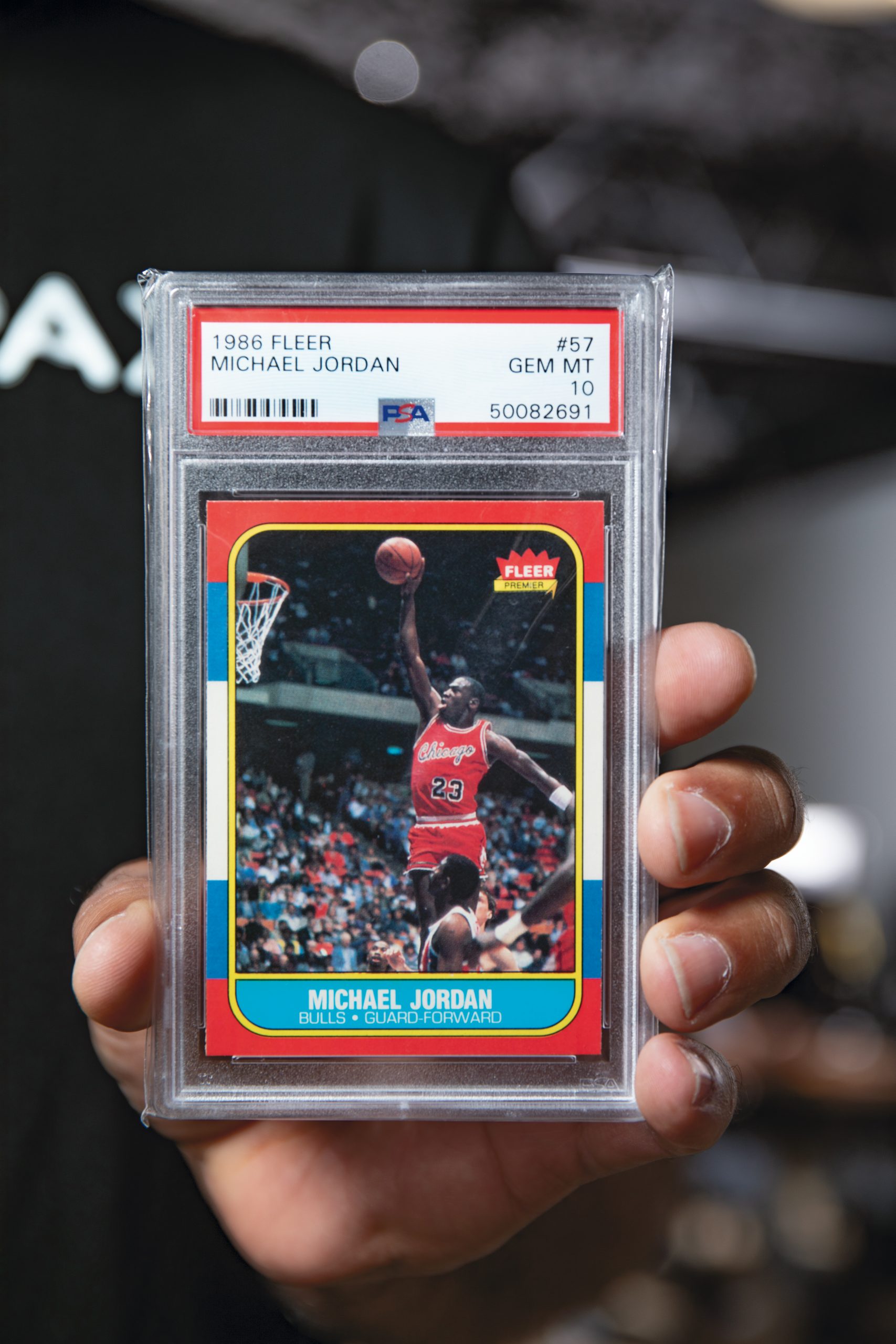 This iconic 1986 Michael Jordan rookie card in the highest PSA 10 grade was the first major collectible to have its ownership tokenized as an NFT. Similar copies have sold for $800,000.