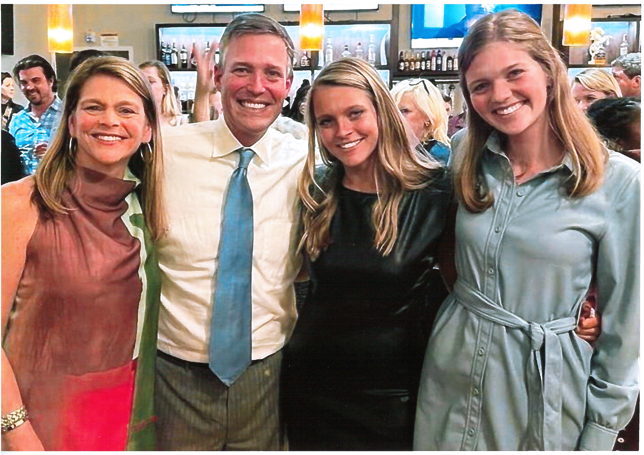 Election night 2021; Laura and Daniel Rickenmann with daughters Ellie 
and Carlyle.