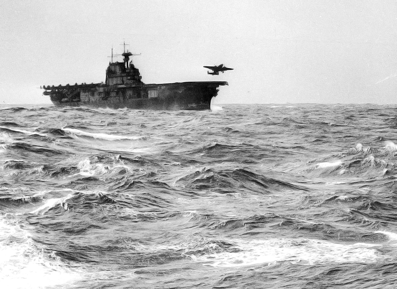 A B-25 Mitchell taking off from the USS Hornet for the Tokyo Raid, April 18, 1942.
