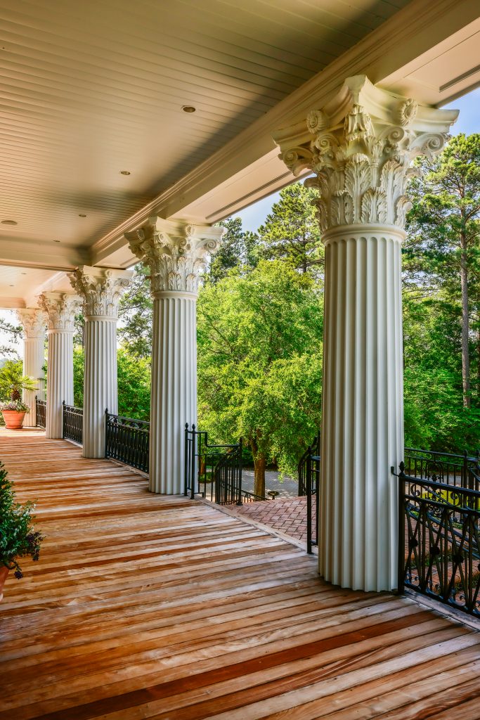  The 28 Corinthian columns surrounding the house were manufactured in Georgia and are a fiberglass façade encasing the actual support beams within them.