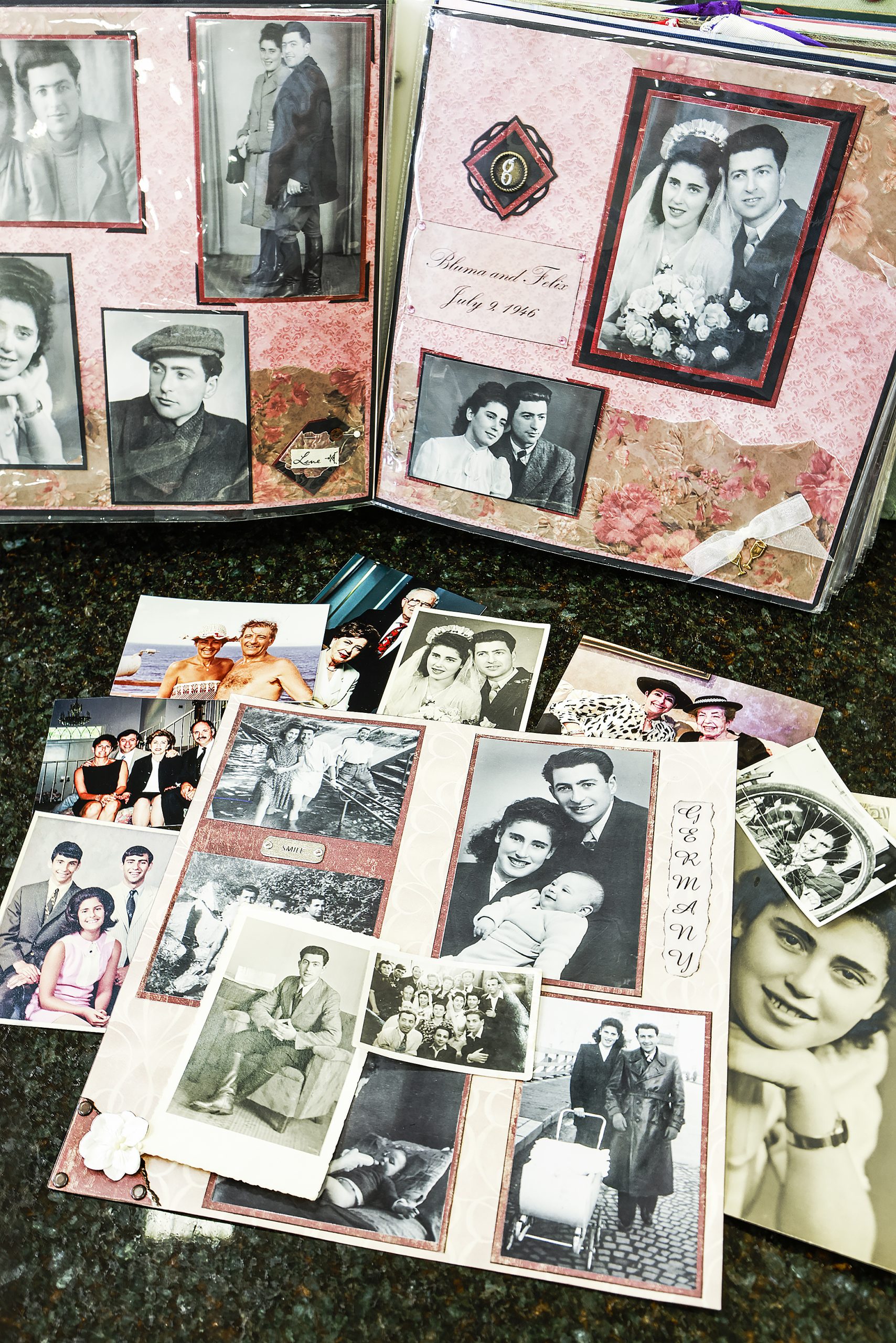 Bluma’s three children and their spouses made this scrapbook for her 80th birthday in 2006. Most of the photographs are from Landsberg, Germany, circa 1947. 