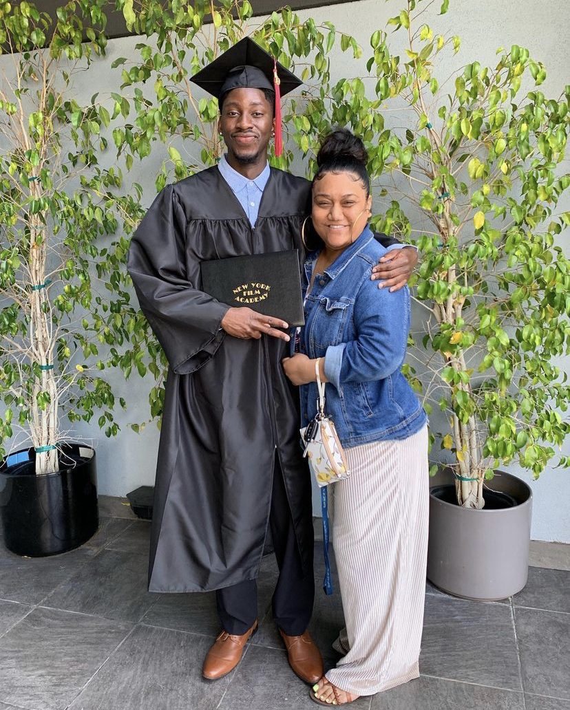Zane with Alani, his wife, after graduating from the New York Film Academy in Los Angeles in April 2019, where he received an associate of fine arts degree in acting. 