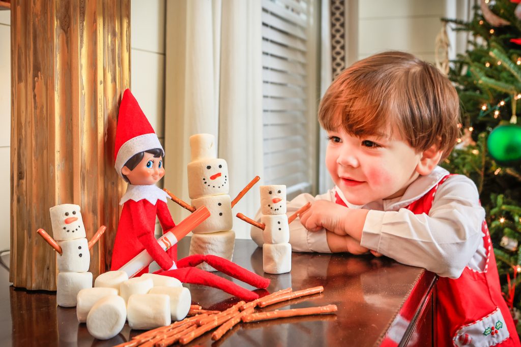 At the home of Anna and William Strauss, Elf Jingle once made a string of snowflakes out of coffee filters, hanging them from the Christmas tree to the mantel. Jingle could have explained this one away had Charlie, 3, not found him the next morning holding scissors in his hands! 
