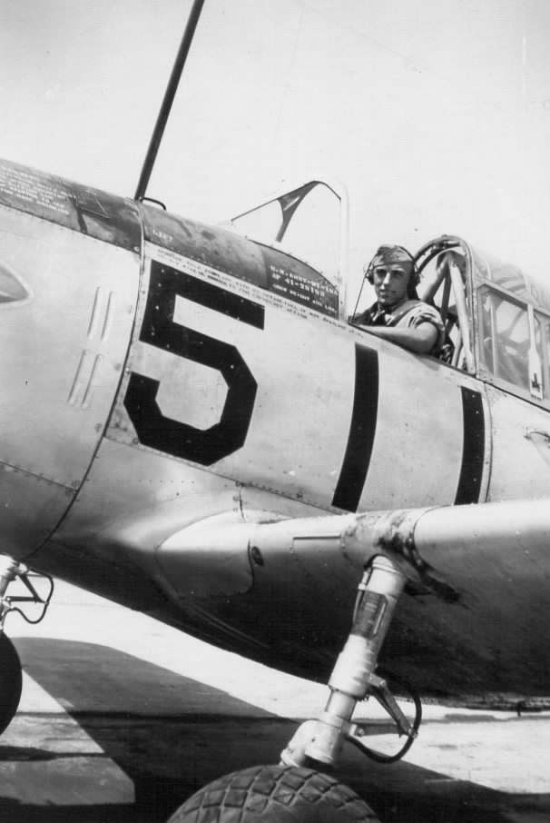 Second Lt. Rew gets ready to take off in a BT-13, Coffeyville, Kansas, August 1943. 
