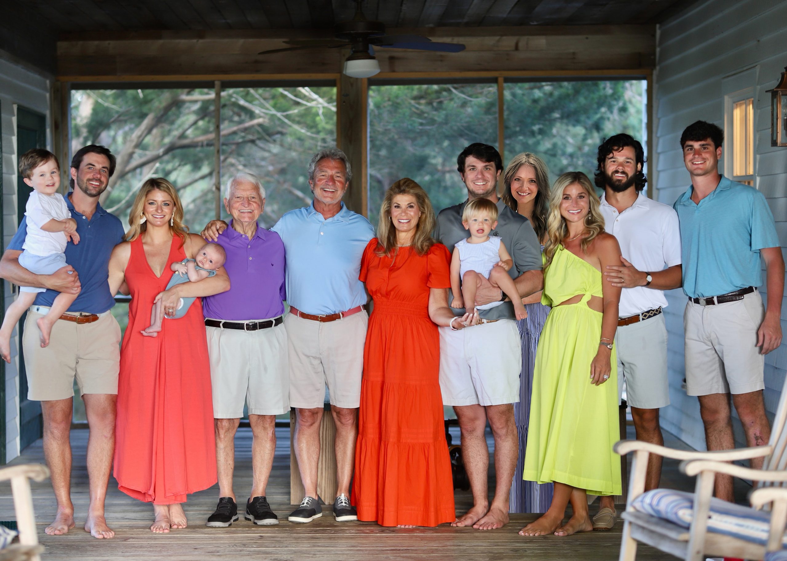 The Theodore family: Spencer Green holding Mac; Rossi Green holding Teddy; Nick Theodore; Drew and Elyse Theodore; Nick Theodore, Jr., holding Andrew; Stephanie Theodore; Georgia and James Williams; Jack Theodore.