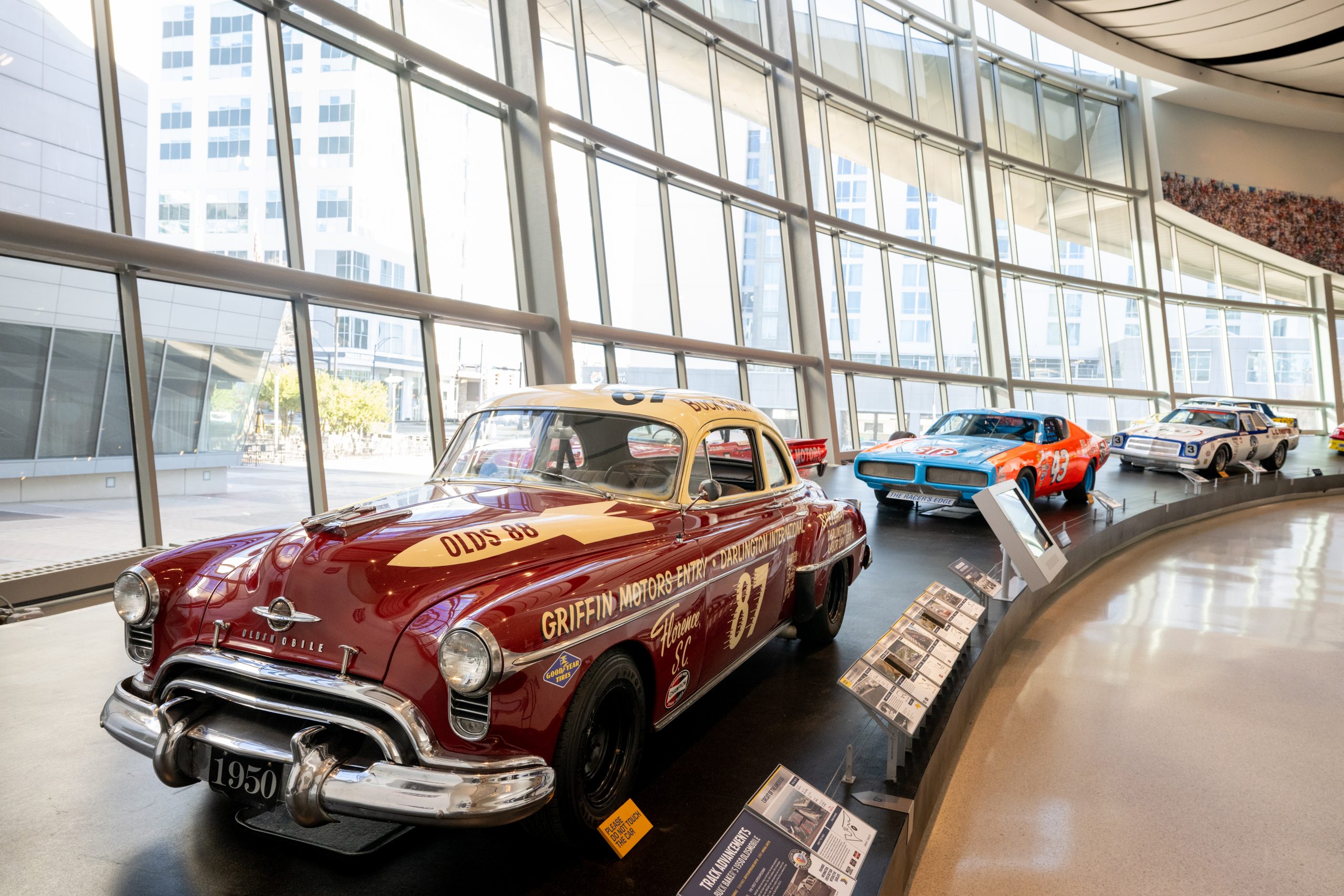 1950 Oldsmobile 88 – Driven by Hall of Famer Buck Baker (Class of 2013). This is a replica of the first entry in the first Southern 500 in 1950. Cody Hughes, Redefine U
Courtesy of Charlotte Regional Visitors Authority