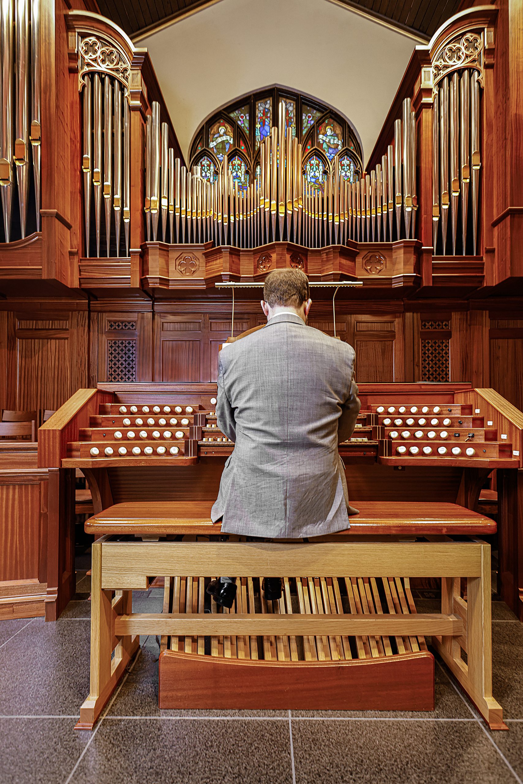 Matthew McCall has served Shandon Presbyterian Church since November 2019 as director of music and media. Matthew earned a Bachelor of Arts in sacred music and organ performance from Presbyterian College and a Master of Music in choral conducting from the University of South Carolina. The organ at Shandon Presbyterian Church, built by Lewtak Pipe Organ Builders, was installed in 2016. The organ has 47 stops and 59 ranks divided between four divisions, featuring a total of 3,075 pipes. 