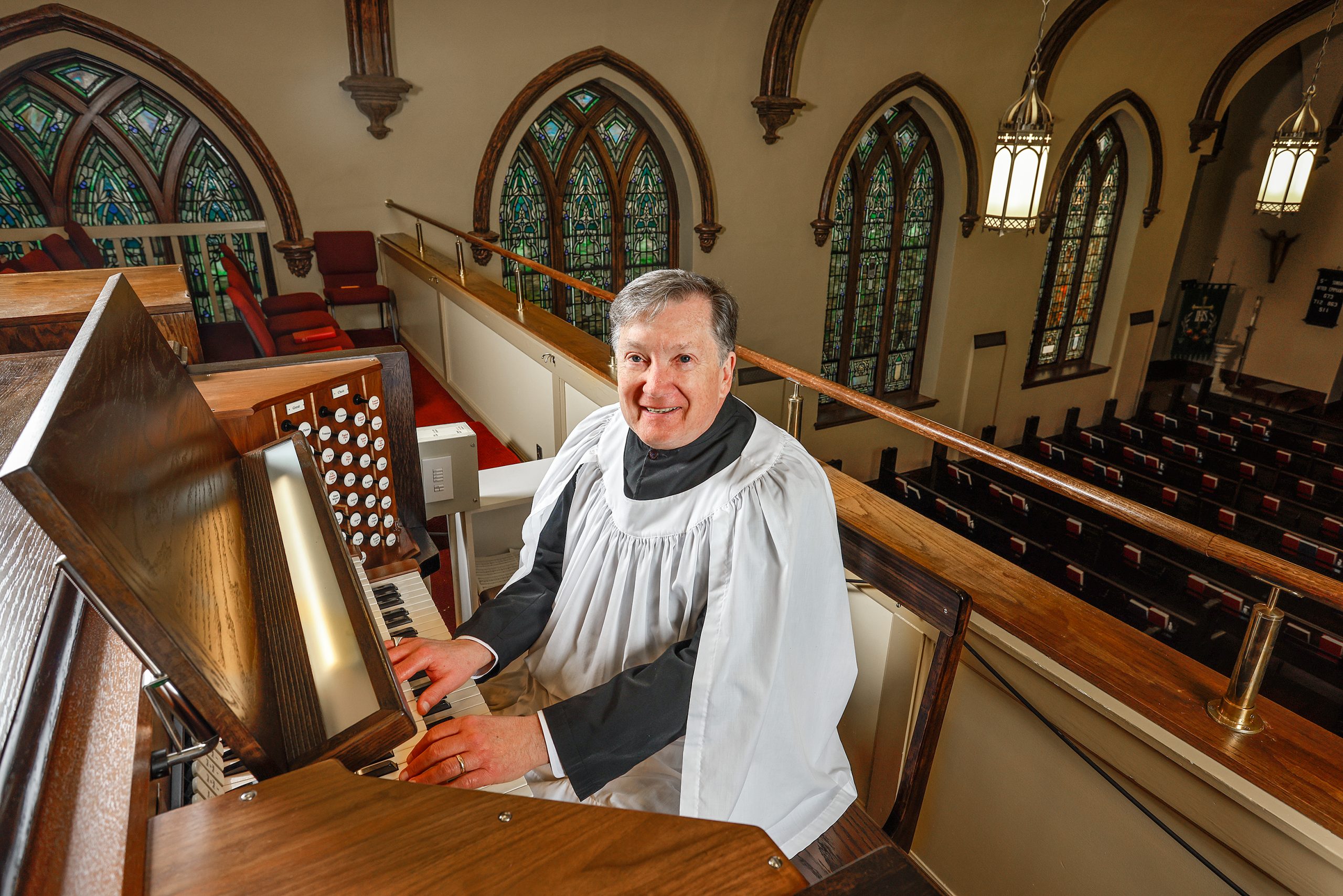 Henry Fulmer has served as church musician at St. Paul’s Lutheran Church since 2015. In the role of organist and director of music, he oversees all aspects of the historic downtown parish’s music ministry and outreach. The church organ was rebuilt and tonally enhanced in 2018 by the North Carolina pipe organ manufacturer Cornel Zimmer Organ Builders. It is the fourth pipe organ in the present edifice.
