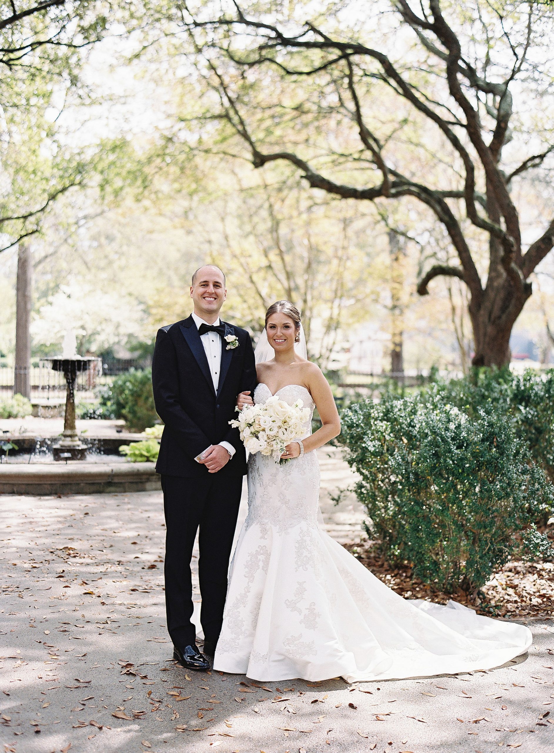Mary Anne Kleitches and Jamie Mason met in 2018 on their first day of work at a digital marketing agency in Charlotte. They were married at Eastminster Presbyterian Church and enjoyed a beautiful reception planned by Meagan Warren at the gardens of the 
Hampton-Preston Mansion. On her wedding day, Mary Anne wore a pink diamond ring given to her by her father, Johnnie Kleitches, which he had previously given to her mother the day Mary Anne was born. The couple currently resides in Greenville. Courtney Price Photography