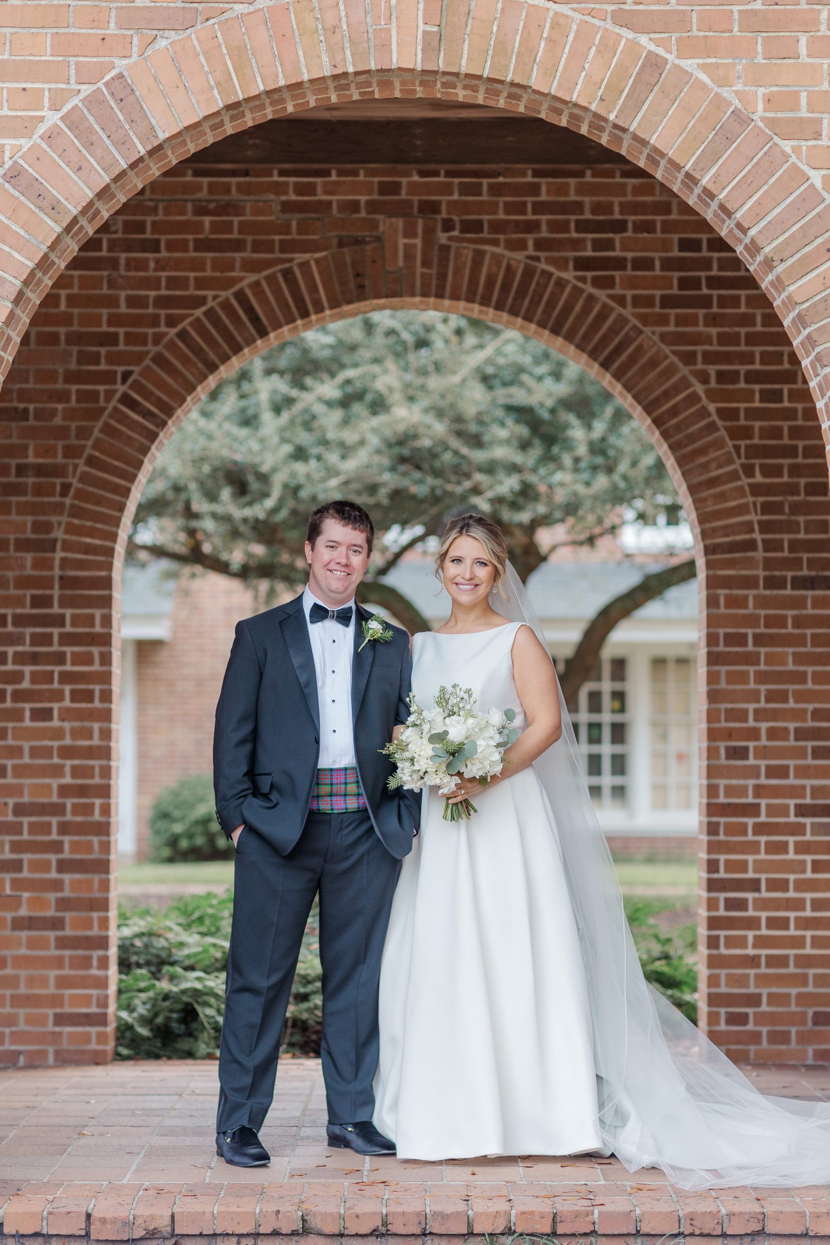  Cecilia McDonald and Ben Vondenbrink met at Clemson, where both were studying engineering, and became engaged amid family and friends during a memorable football weekend. They were married at Eastminster Presbyterian Church with a reception at the Columbia Museum of Art. Ben wore a custom needlepoint McDonald plaid cummerbund made by Cecilia, and Santa paid a surprise visit while Finesse Band played All I Want is You. The specialty cocktail was a “Selwyn Spritzer,” named for their dog. Stee Garman Photography, LLC