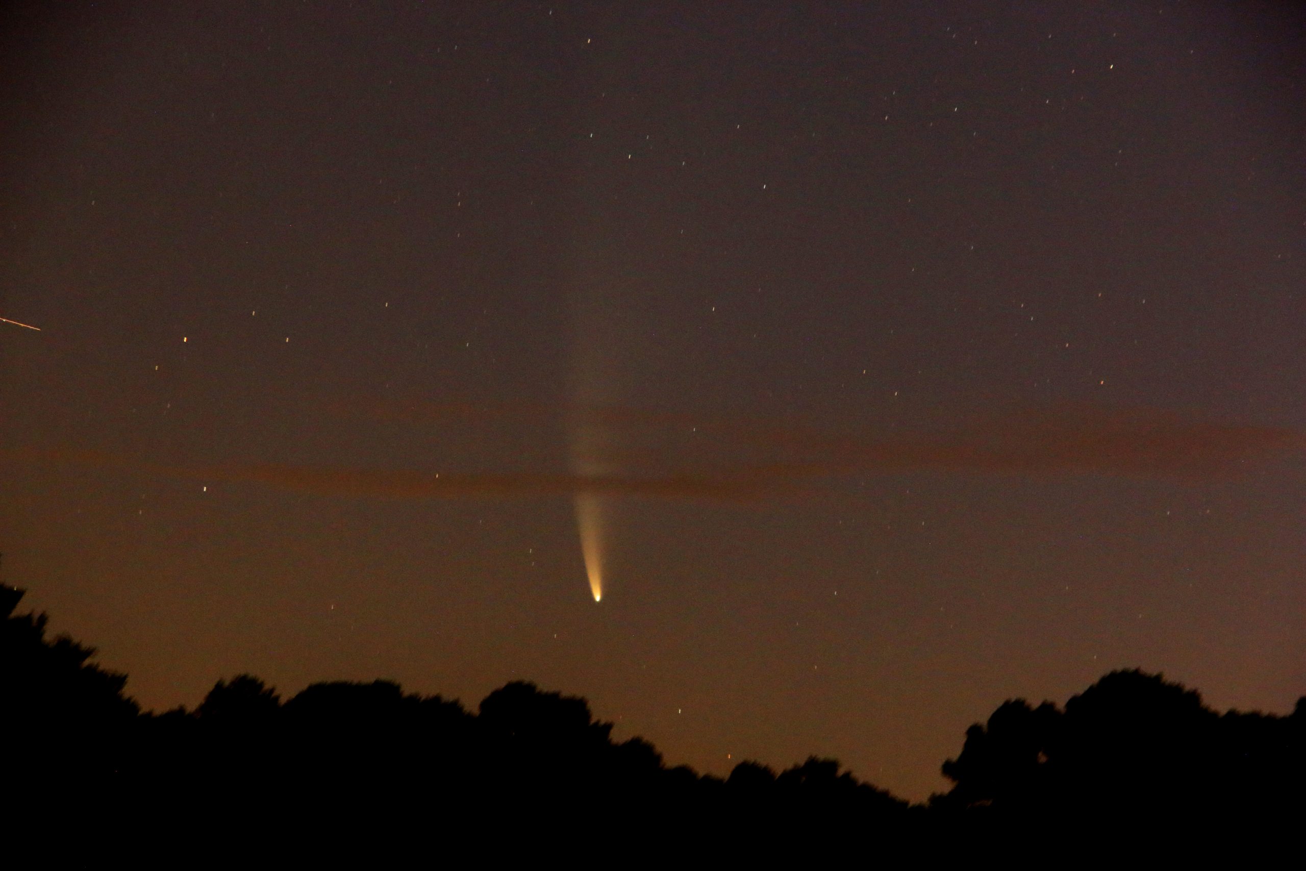 Comet Neowise over Spring Valley, just before dawn, 2020.  Photography by John Adams Hodge
