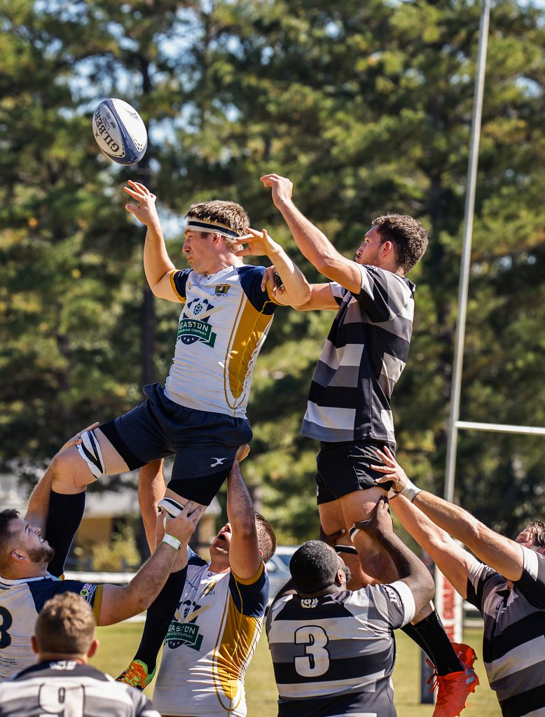 Another unusual play in rugby is the lineout. When a team loses possession of the ball out of bounds, the opposing team throws the ball between two rows of players. Players can be lifted by teammates to gain possession of the ball. 