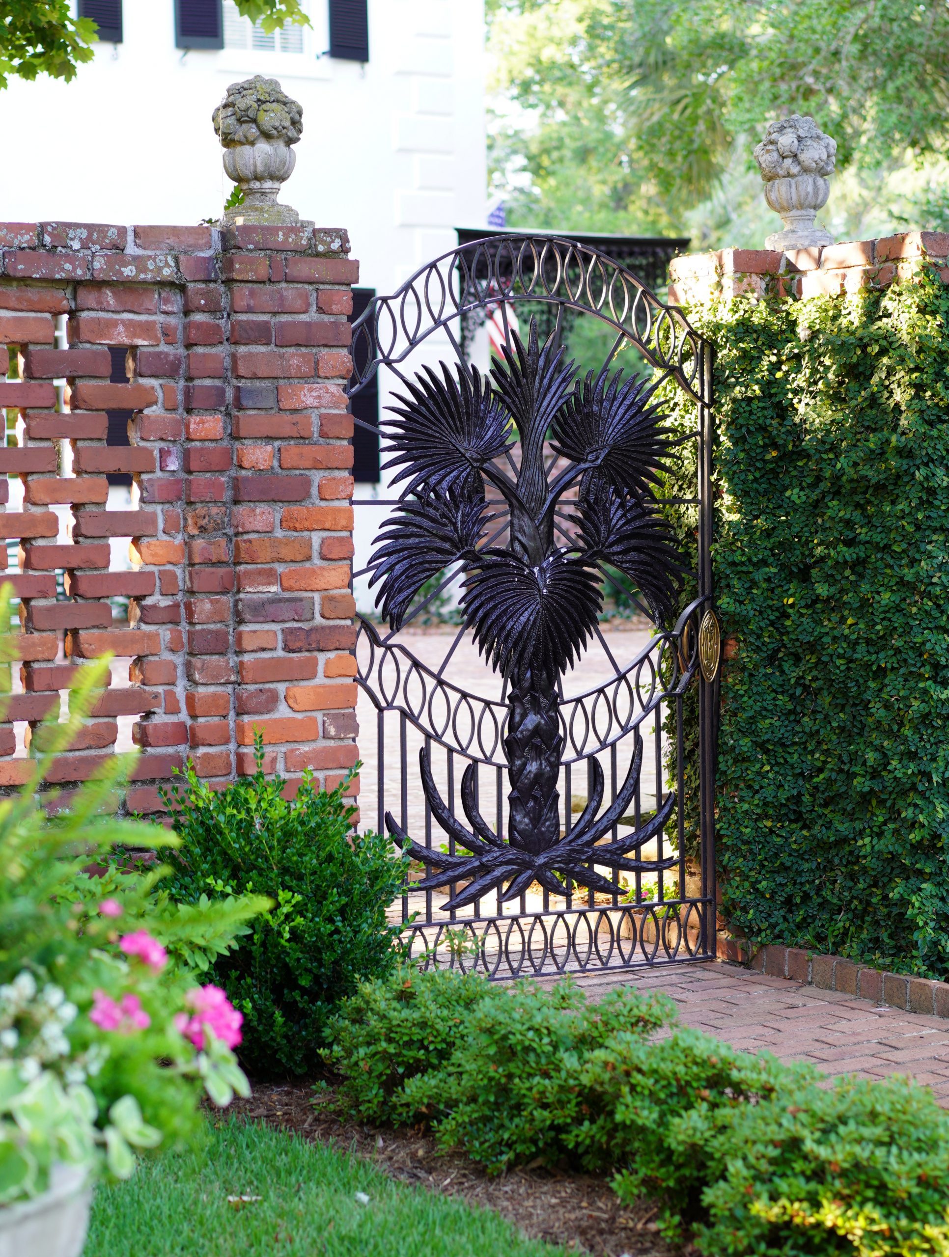 The garden gate at the Governor’s Mansion stands open for scheduled tours of the mansion and gardens.